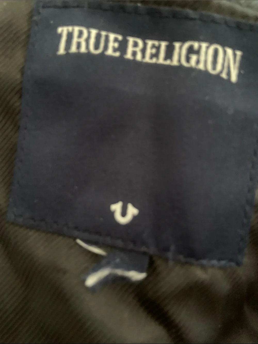 True Religion Black Bomber Jacket wool  blend  Leather Accents and Patch Details
